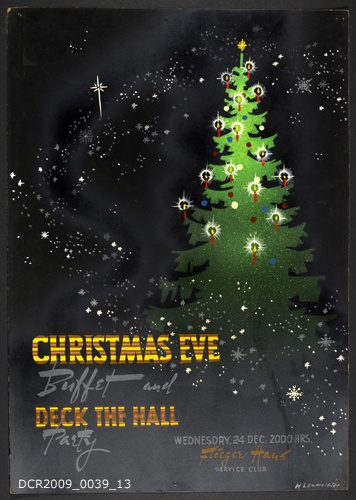 Veranstaltungsplakat, Christmas Eve Buffet and Deck the Hall party (dc-r docu center ramstein RR-F)