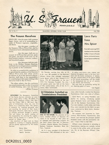 Monatszeitung, The U.S. Frauen overseas, Vol. 3, Nr. 2, Juli 1960 (dc-r docu center ramstein CC BY-NC-SA)