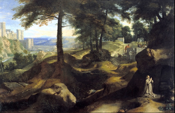 Philippe de Champaigne, Landschaft mit heiliger Pelagia, um 1656 (Landesmuseum Mainz CC BY-NC-SA)