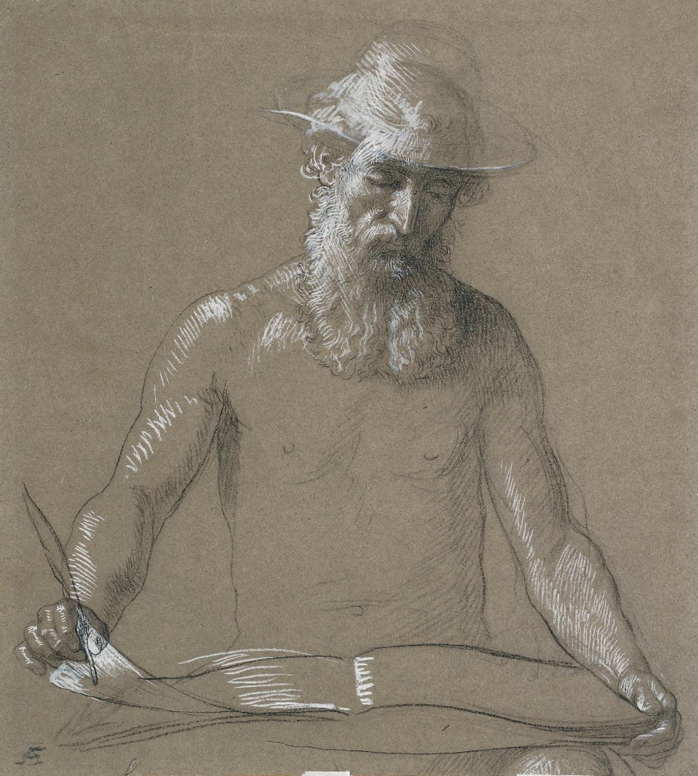 Alter Mann, schreibend (Museum Geburtshaus Anselm Feuerbach CC BY-NC-SA)