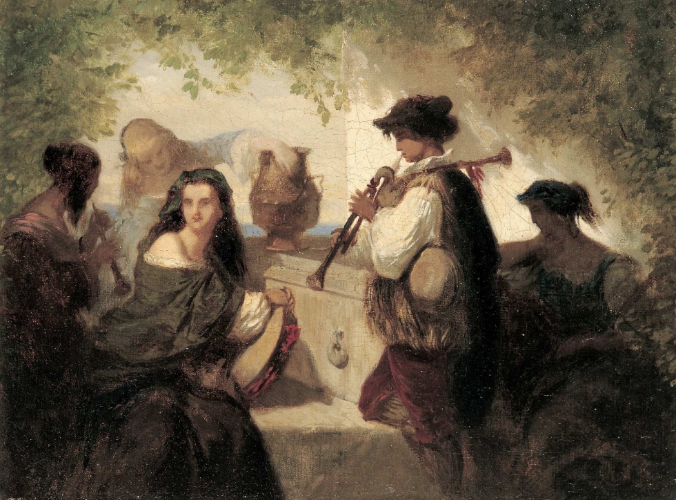 Junge Musikanten am Brunnen (Museum Geburtshaus Anselm Feuerbach CC BY-NC-SA)