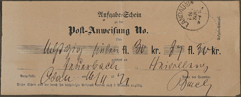 Postanweisung (Museum Geburtshaus Anselm Feuerbach CC BY-NC-SA)