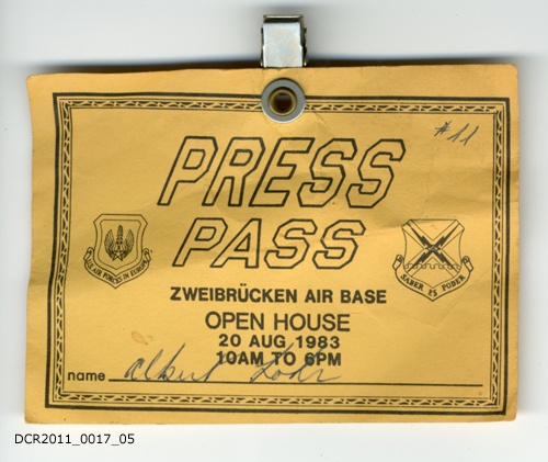 Presseausweis, Press Pass, Flugtag Zweibrücken (dc-r docu center ramstein CC BY-NC-SA)