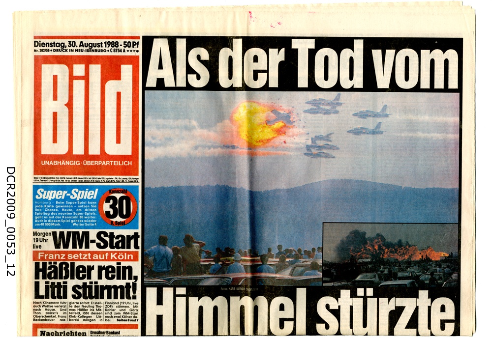 Tageszeitung, Bild, Dienstag, 30. August 1988 (dc-r docu center ramstein RR-F)