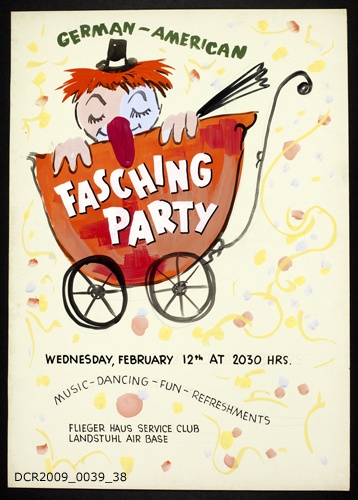 Plakat, Veranstaltungsplakat, German - American Fasching Party (dc-r docu center ramstein RR-F)
