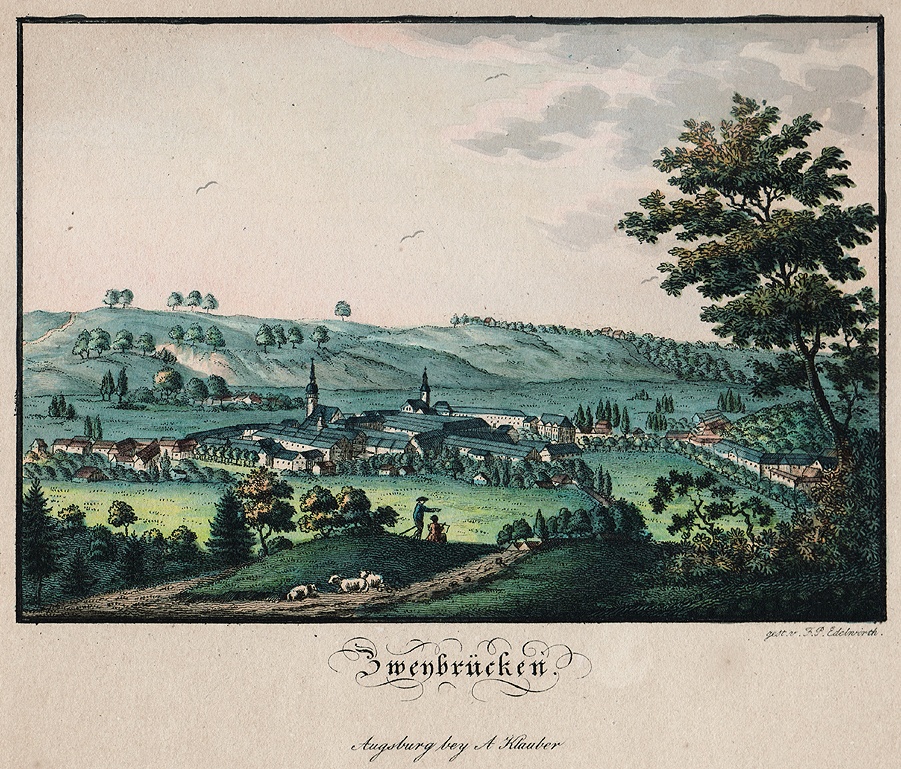 Stadtansicht Zweibrücken um 1830 (Stadtmuseum Zweibrücken CC BY-NC-SA)