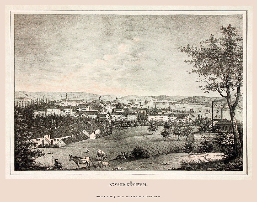 Stadtansicht Zweibrücken um 1850 (Stadtmuseum Zweibrücken CC BY-NC-SA)