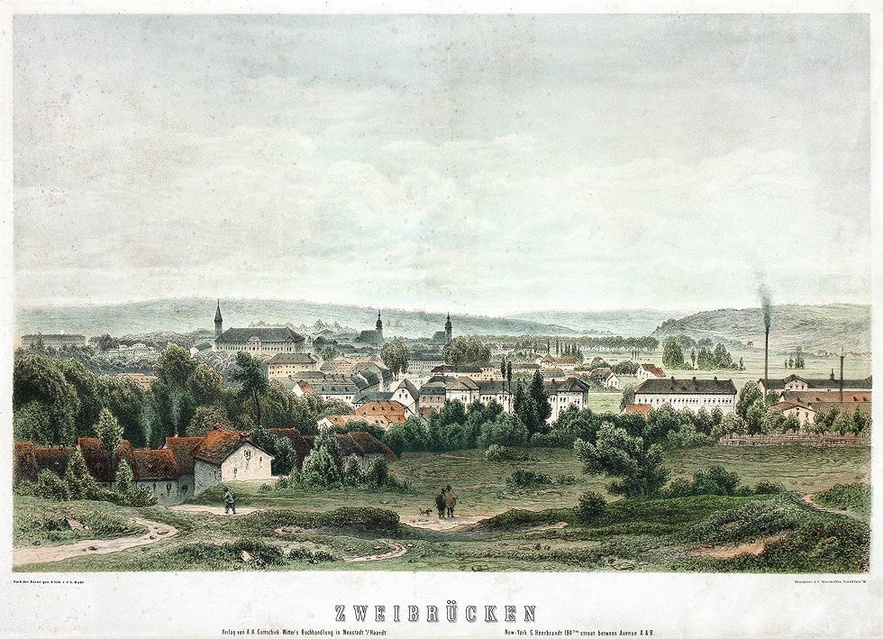 Stadtansicht Zweibrücken um 1860 (Stadtmuseum Zweibrücken CC BY-NC-SA)