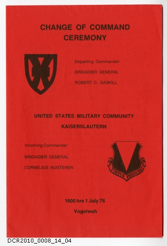 Programm, Change of Command Ceremony United States Military Community Kaiserslautern (dc-r docu center ramstein CC BY-NC-SA)