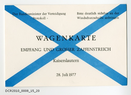 Wagenkarte, Empfang und großer Zapfenstreich (dc-r docu center ramstein CC BY-NC-SA)