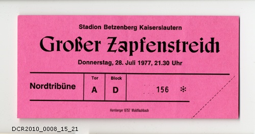 Eintrittskarte, Großer Zapfenstreich (dc-r docu center ramstein CC BY-NC-SA)