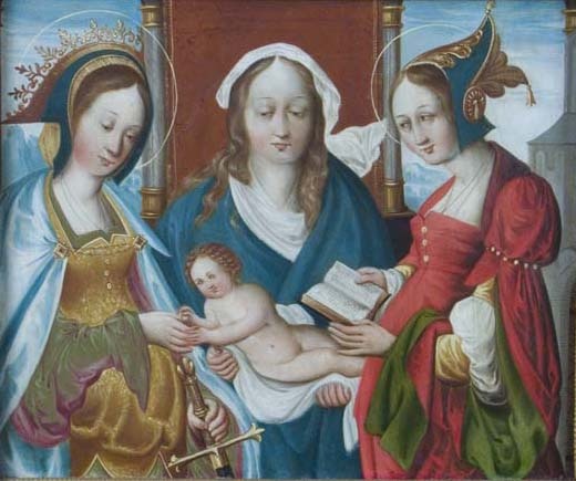 Mystisches Verlöbnis der heiligen katharina von Alexandria mit Maria und Barbara (Mittelrhein-Museum Koblenz CC BY-NC-SA)