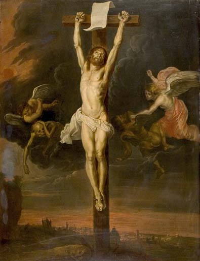 Christus am Kreuz als Sieger über Tod und Sünde (Mittelrhein-Museum Koblenz CC BY-NC-SA)