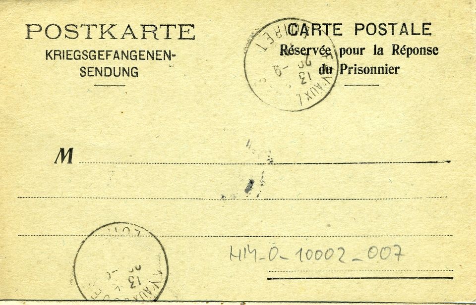 Postkarte für eine Kriegsgefangenensendung (Historisches Museum der Pfalz, Speyer CC BY)