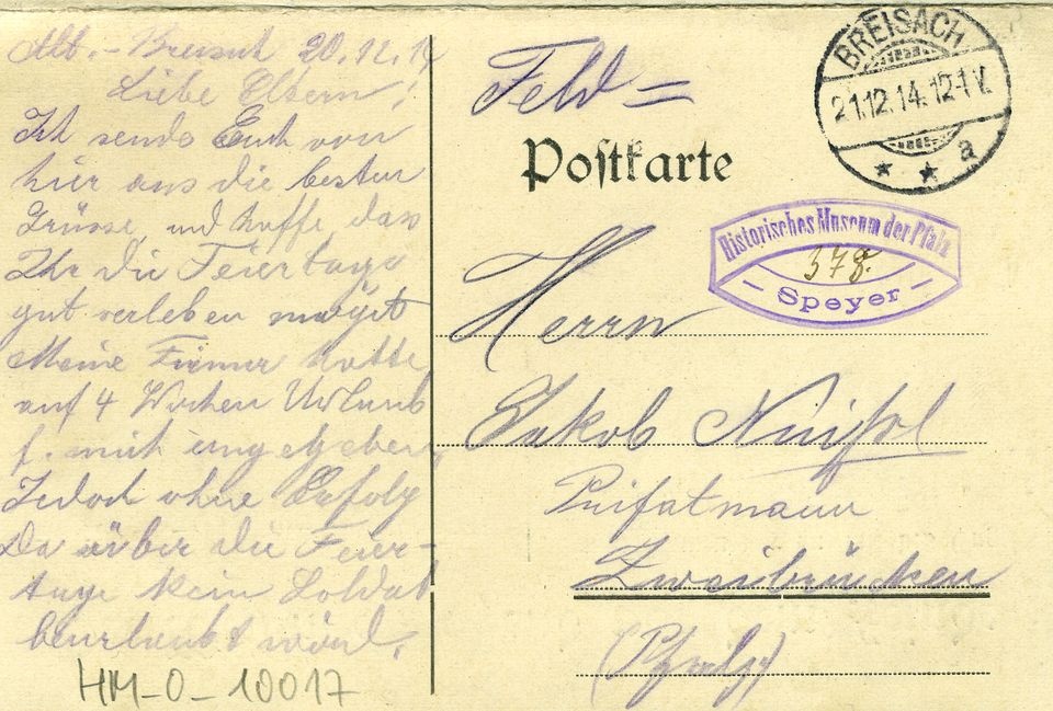 Vierseitige Postkarte (Historisches Museum der Pfalz, Speyer CC BY)