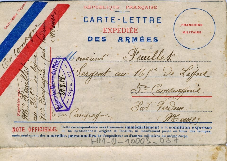 Französische Briefkarte (Historisches Museum der Pfalz, Speyer CC BY)