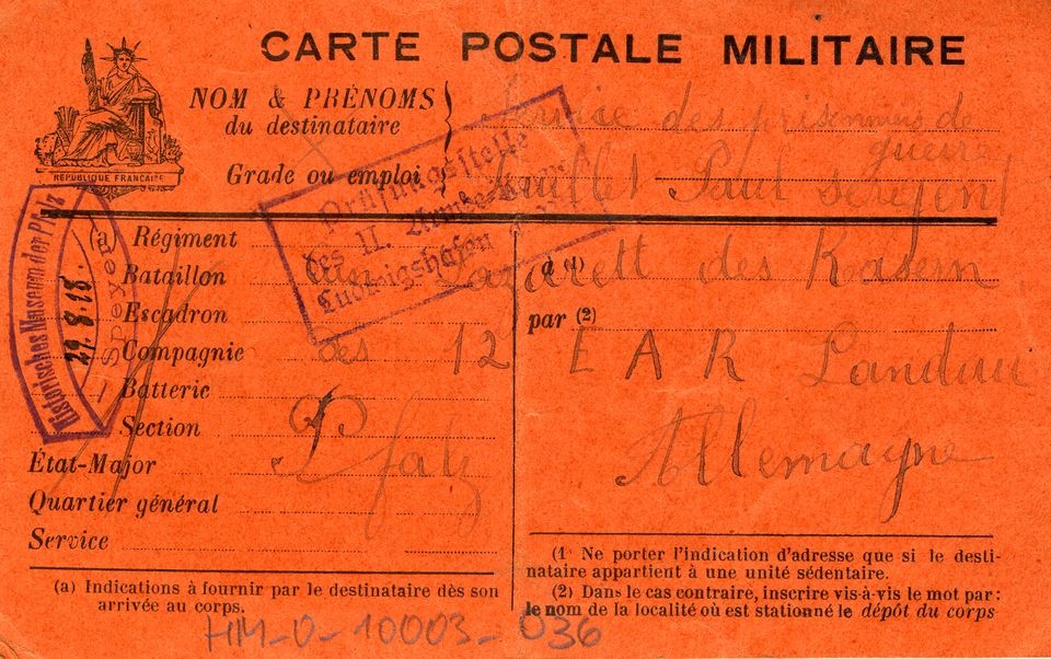 Französische Militärkorrespondenz in das Lazarett Landau (Historisches Museum der Pfalz, Speyer CC BY)