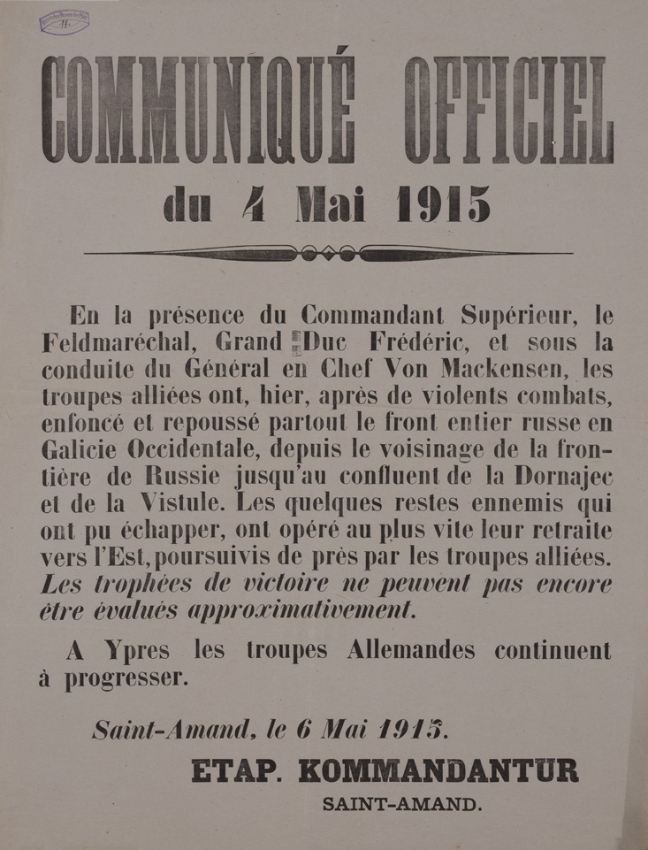 Communiqué officiel du 4 Mai 1915 (Historisches Museum der Pfalz, Speyer CC BY)