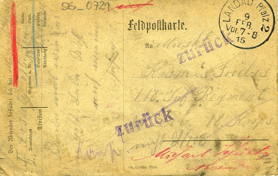 Feldpostkarte aus Landau (Historisches Museum der Pfalz, Speyer CC BY)