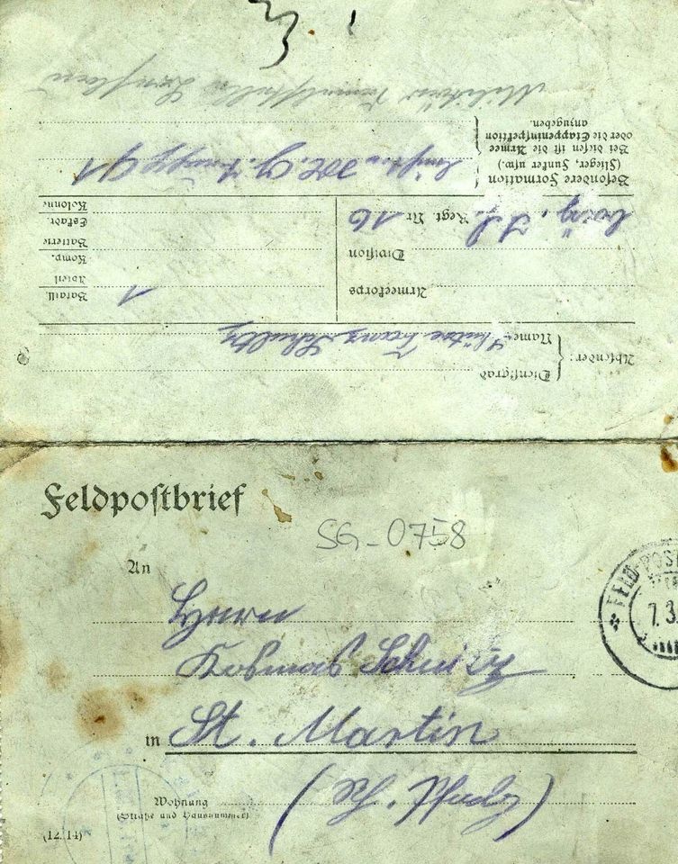 Feldpostbrief nach Sankt Martin (Historisches Museum der Pfalz, Speyer CC BY)