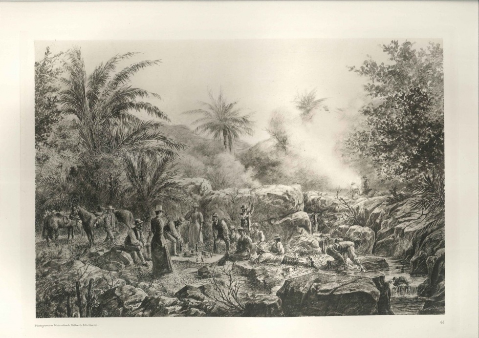 Picknick in einer Palmen-Quebrada (Gutenberg-Museum CC BY-NC-SA)