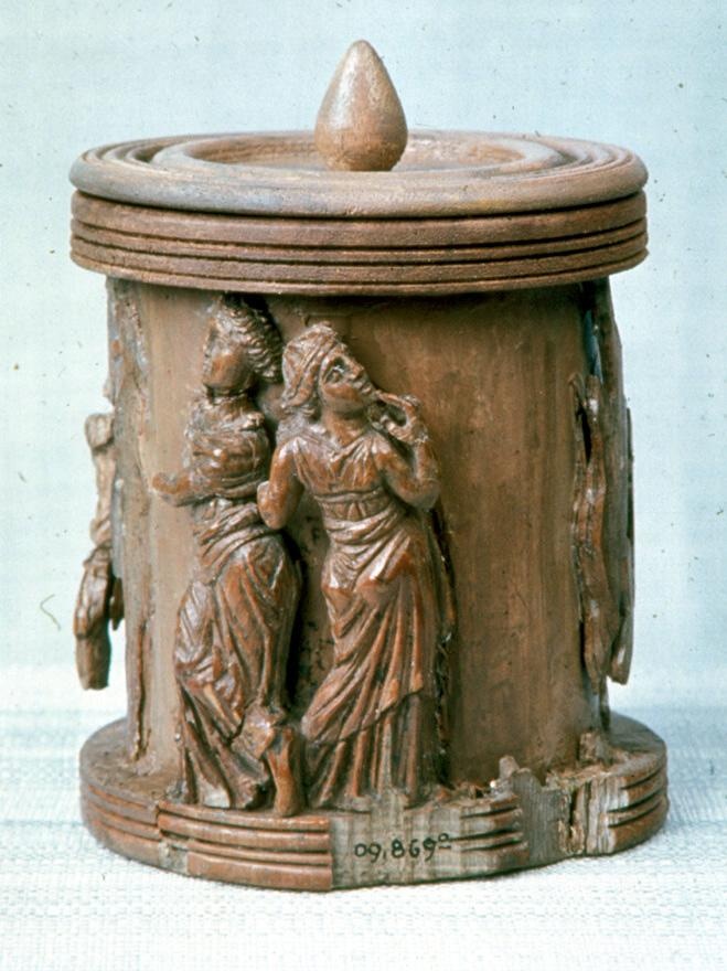 Dose (Pyxis) mit Apoll und Marsyas (Rheinisches Landesmuseum Trier CC BY-NC-SA)