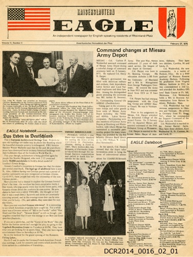 Zeitung, Kaiserslautern Eagle, Vol. 5, Nr.4, 27. Februar 1975 (dc-r docu center ramstein CC BY-NC-SA)