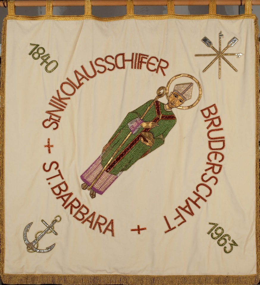 Letzte Fahne der St. Nikolaus-Schiffer Bruderschaft St. Barbara (Stadtmuseum Simeonstift Trier CC BY-NC-ND)