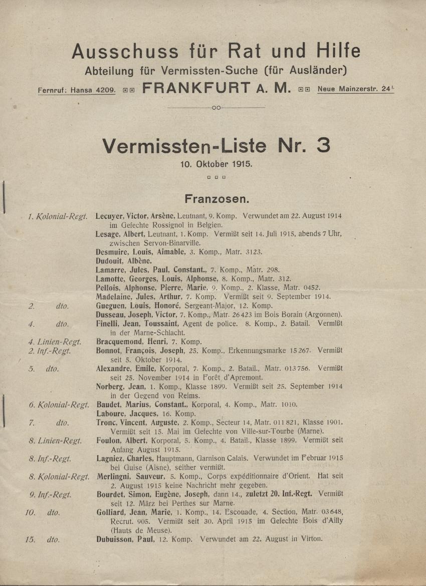 Vermisstenliste (Historisches Museum der Pfalz, Speyer CC BY)