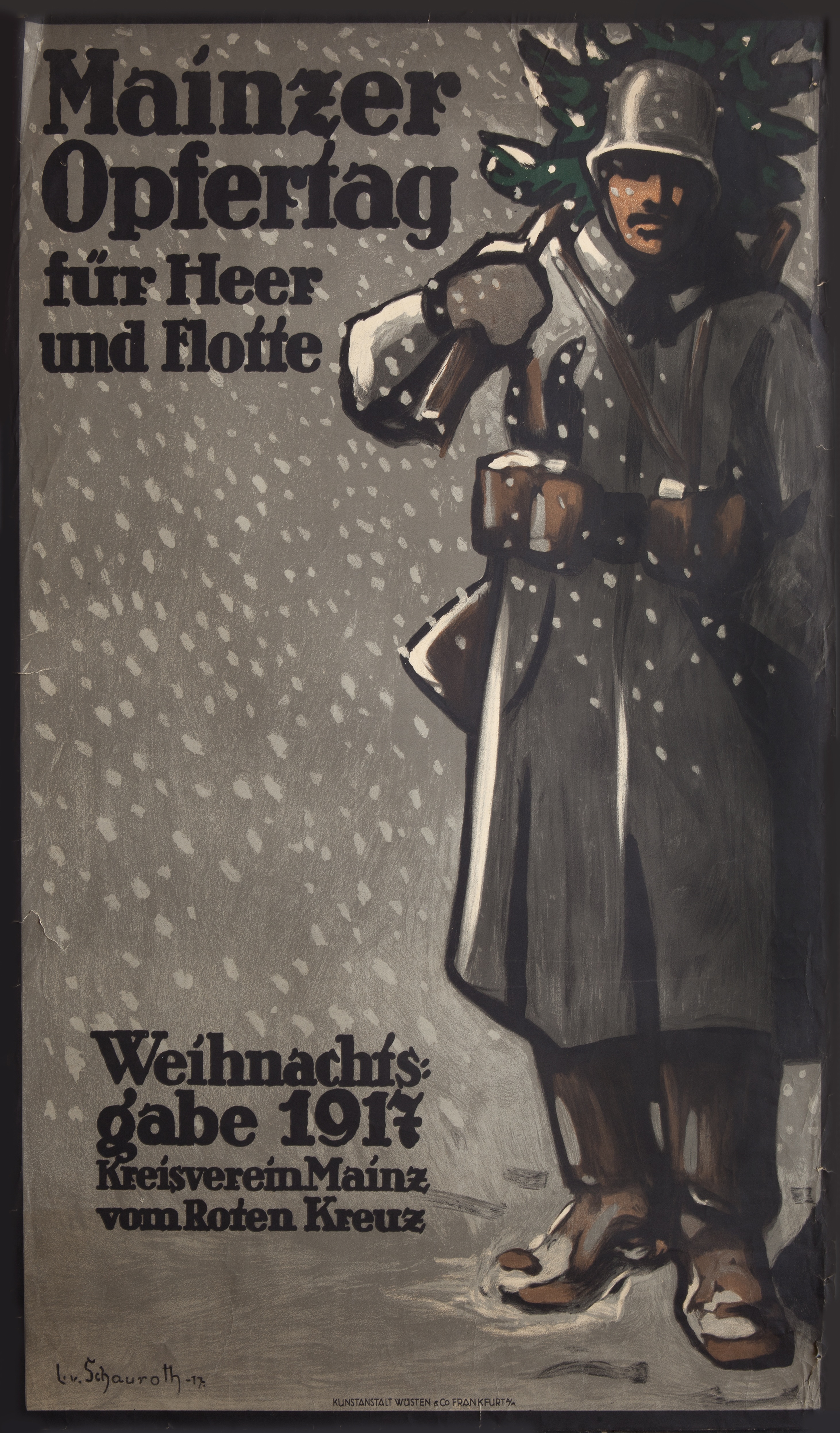 Mainzer Opfertag für Heer und flotte. Weihnachtsgabe 1917. Kreisverein Mainz vom Roten Kreuz (Gutenberg-Museum CC BY-NC-SA)
