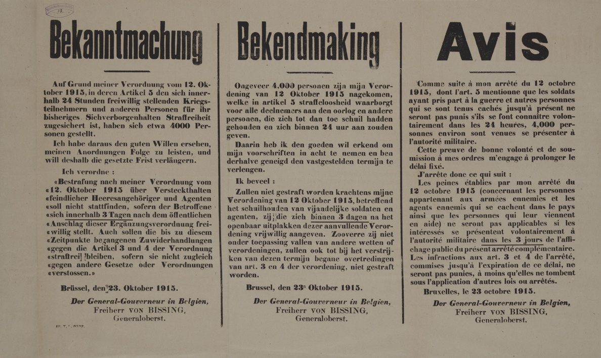 Bekanntmachung, dreisprachig (Historisches Museum der Pfalz, Speyer CC BY)