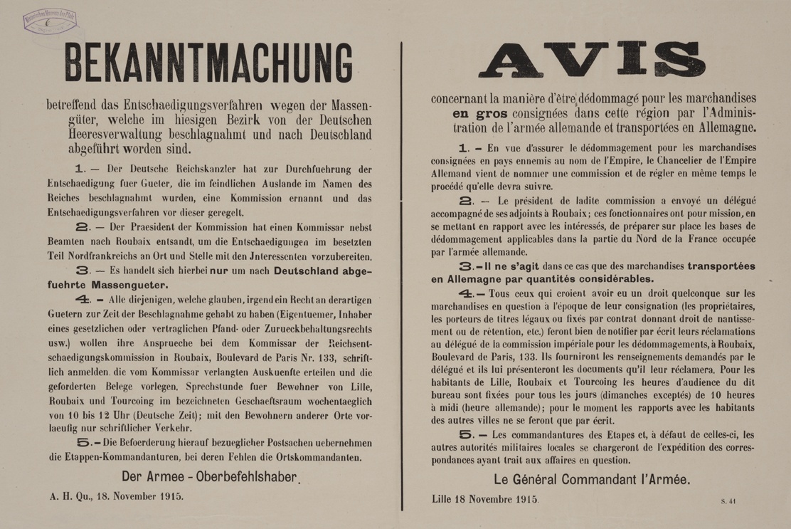 Bekanntmachung, zweisprachig (Historisches Museum der Pfalz, Speyer CC BY)