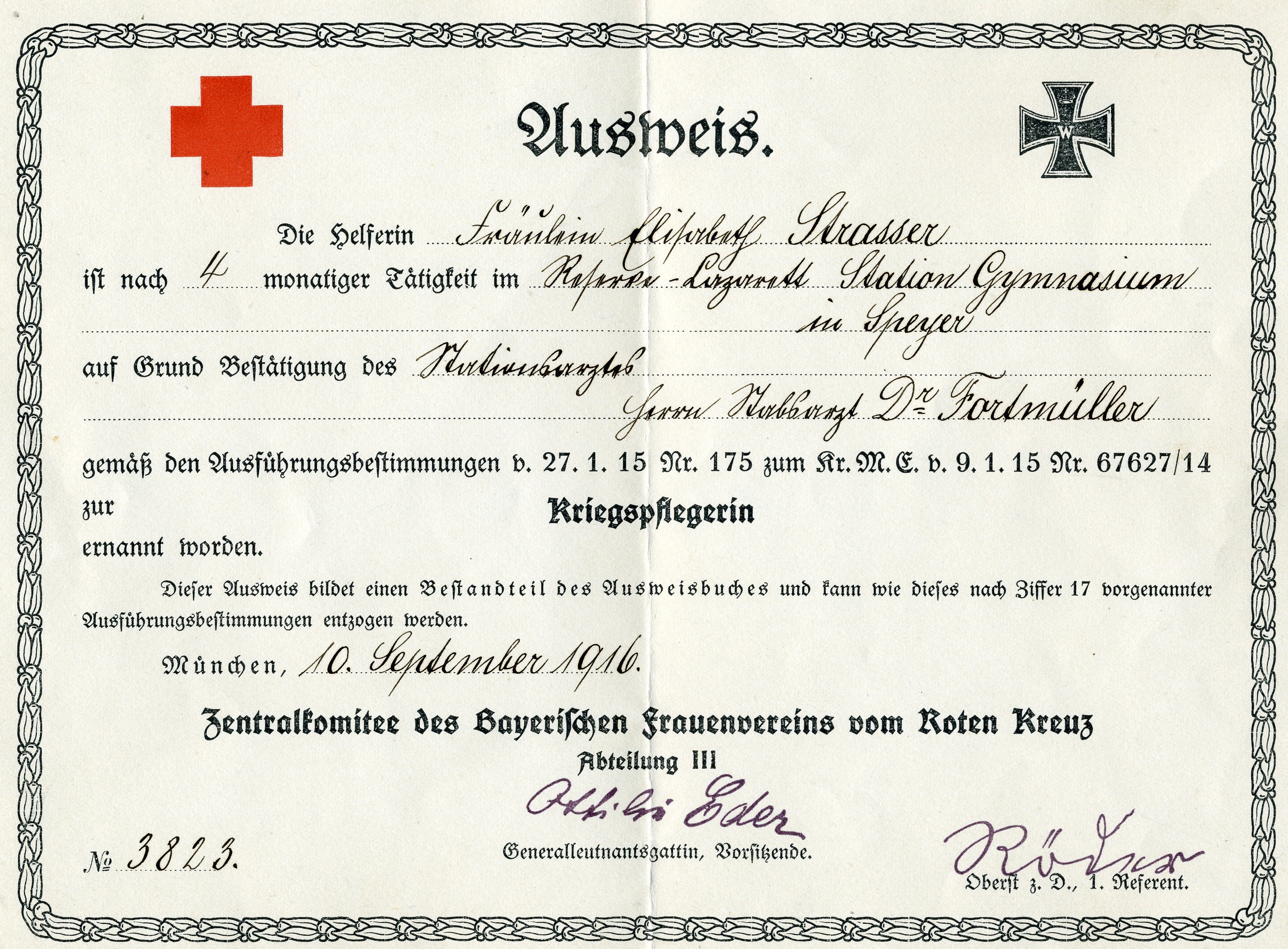 "Ernennung zur Kriegspflegerin" (Historisches Museum der Pfalz, Speyer CC BY)