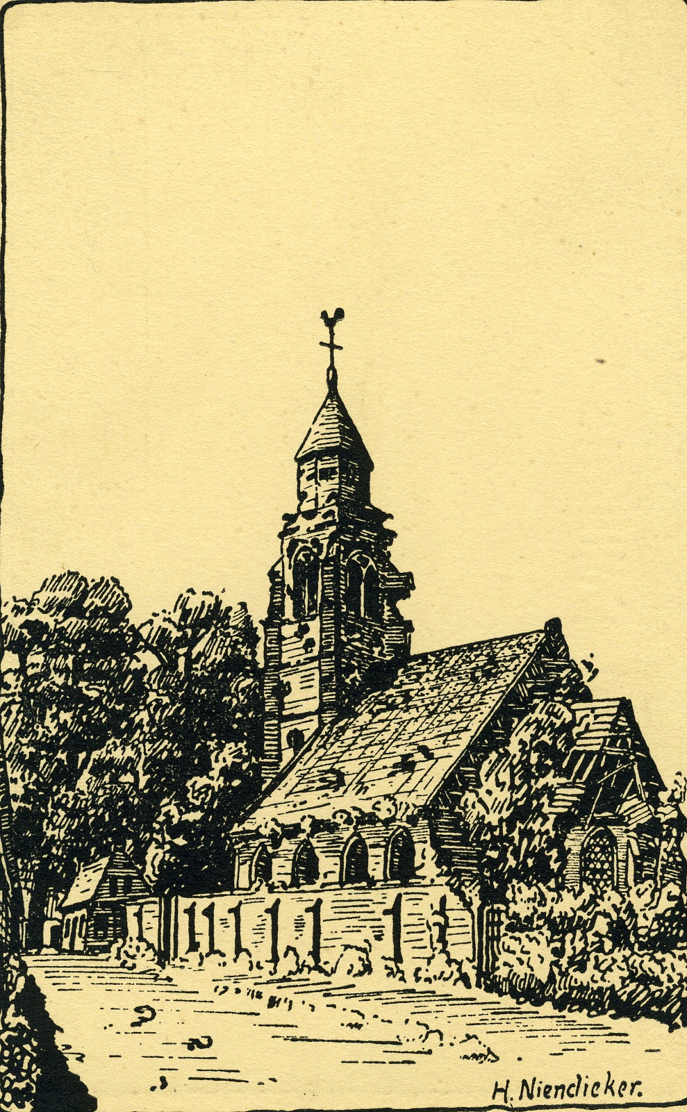 Postkarte "beschädigte Kirche" (Historisches Museum der Pfalz, Speyer CC BY)