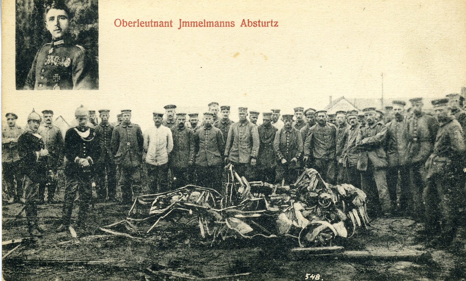 Fotopostkarte "Oberleutnant Immelmanns Absturz" (Historisches Museum der Pfalz, Speyer CC BY)