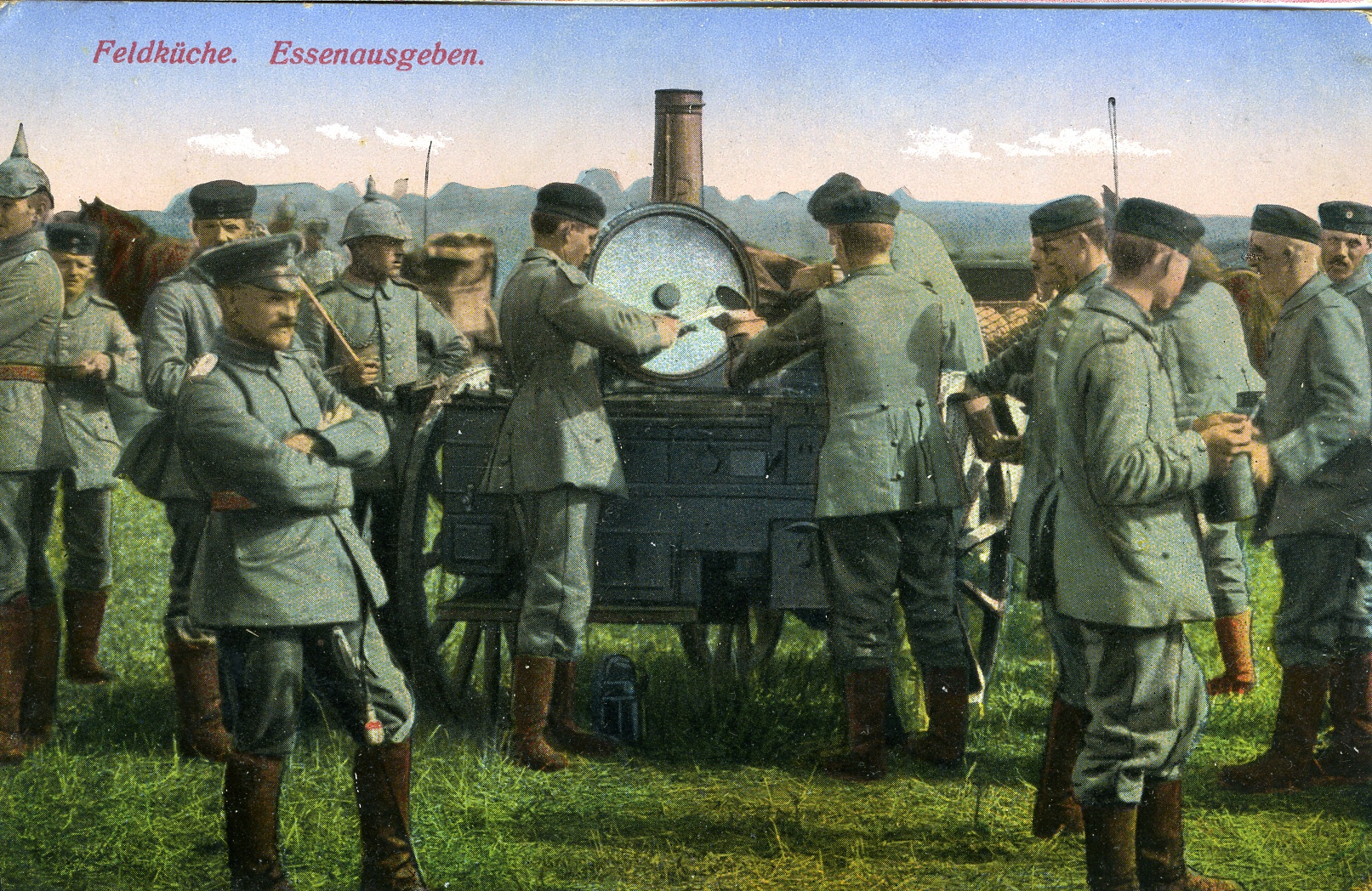 Postkarte "Feldküche. Essensausgabe" (Historisches Museum der Pfalz, Speyer CC BY)
