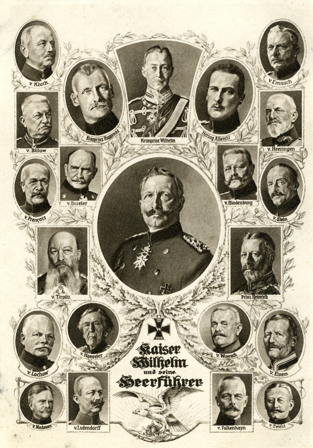Feldpostkarte "Kaiser Wilhelm und seine Heerführer" (Historisches Museum der Pfalz, Speyer CC BY)