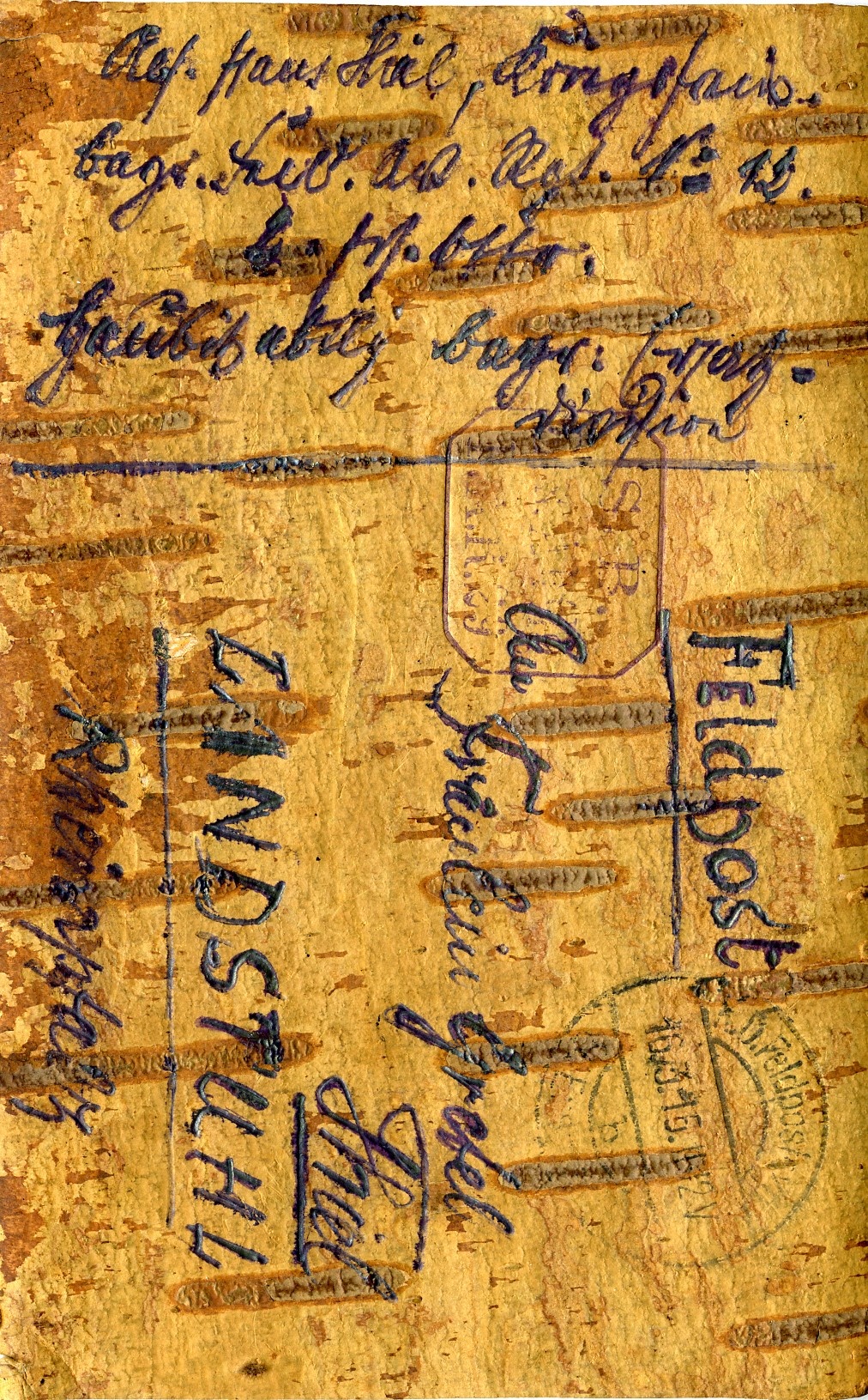 Feldpostkarte aus Birkenrinde (Historisches Museum der Pfalz, Speyer CC BY)