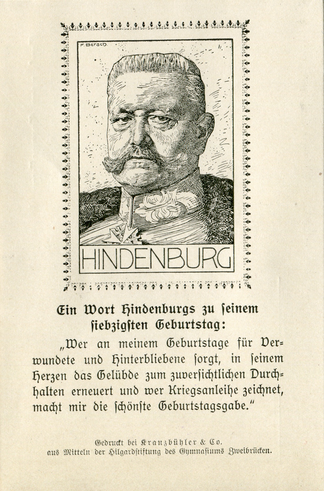 Bildpostkarte "Hindenburg 70. Jahre" (Historisches Museum der Pfalz, Speyer CC BY-NC-ND)