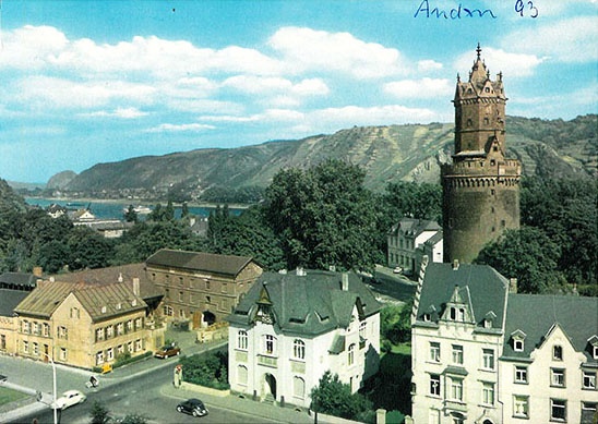 Postkarte mit Abbildung des Runden Turms von der Spitze des Mariendoms aus. (Stadtmuseum Andernach CC BY-NC-SA)