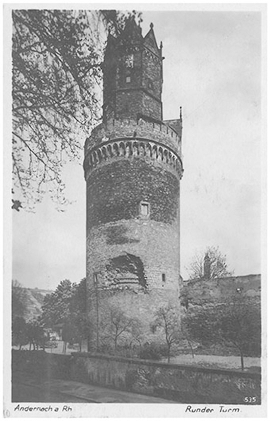 Postkarte mit Abbildung des Runden Turms (Stadtmuseum Andernach CC BY-NC-SA)