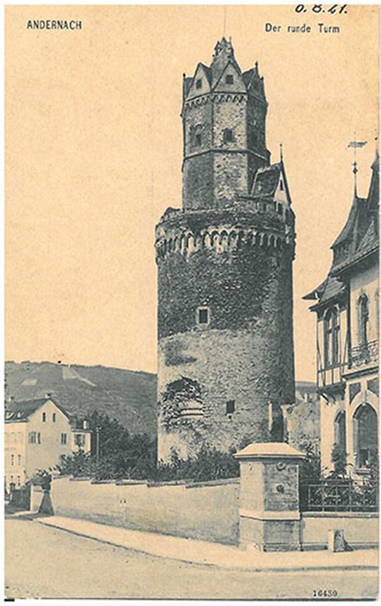 Postkarte mit Abbildung des Runden Turms (Stadtmuseum Andernach CC BY-NC-SA)
