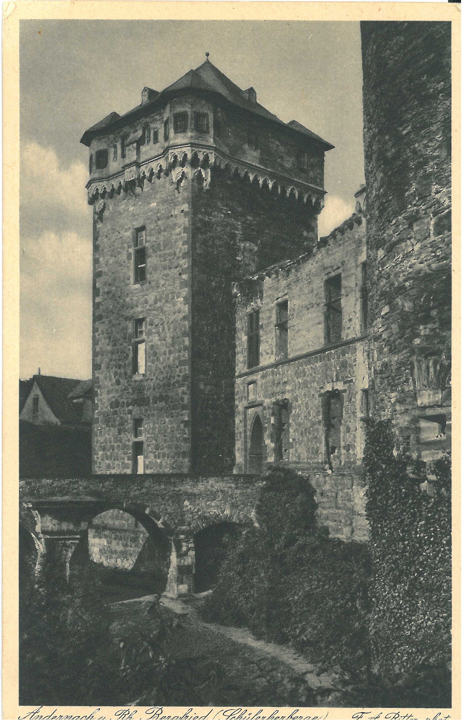 Postkarte mit Abbildung der Andernacher Burg (Stadtmuseum Andernach CC BY-NC-SA)