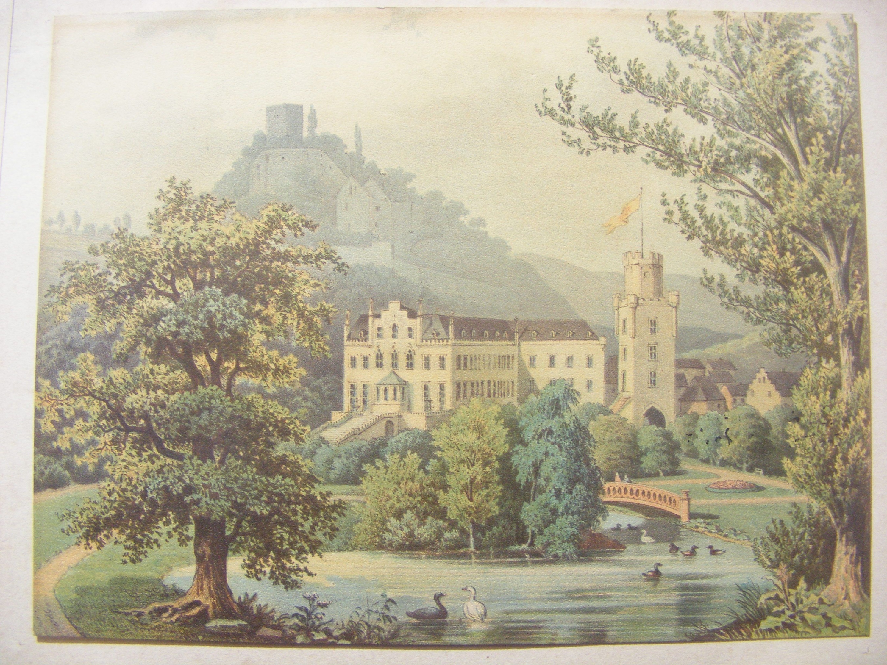 Ansicht Schloss, Park und Burg Sayn, um 1850 (Rheinisches Eisenkunstguss-Museum CC BY-NC-SA)