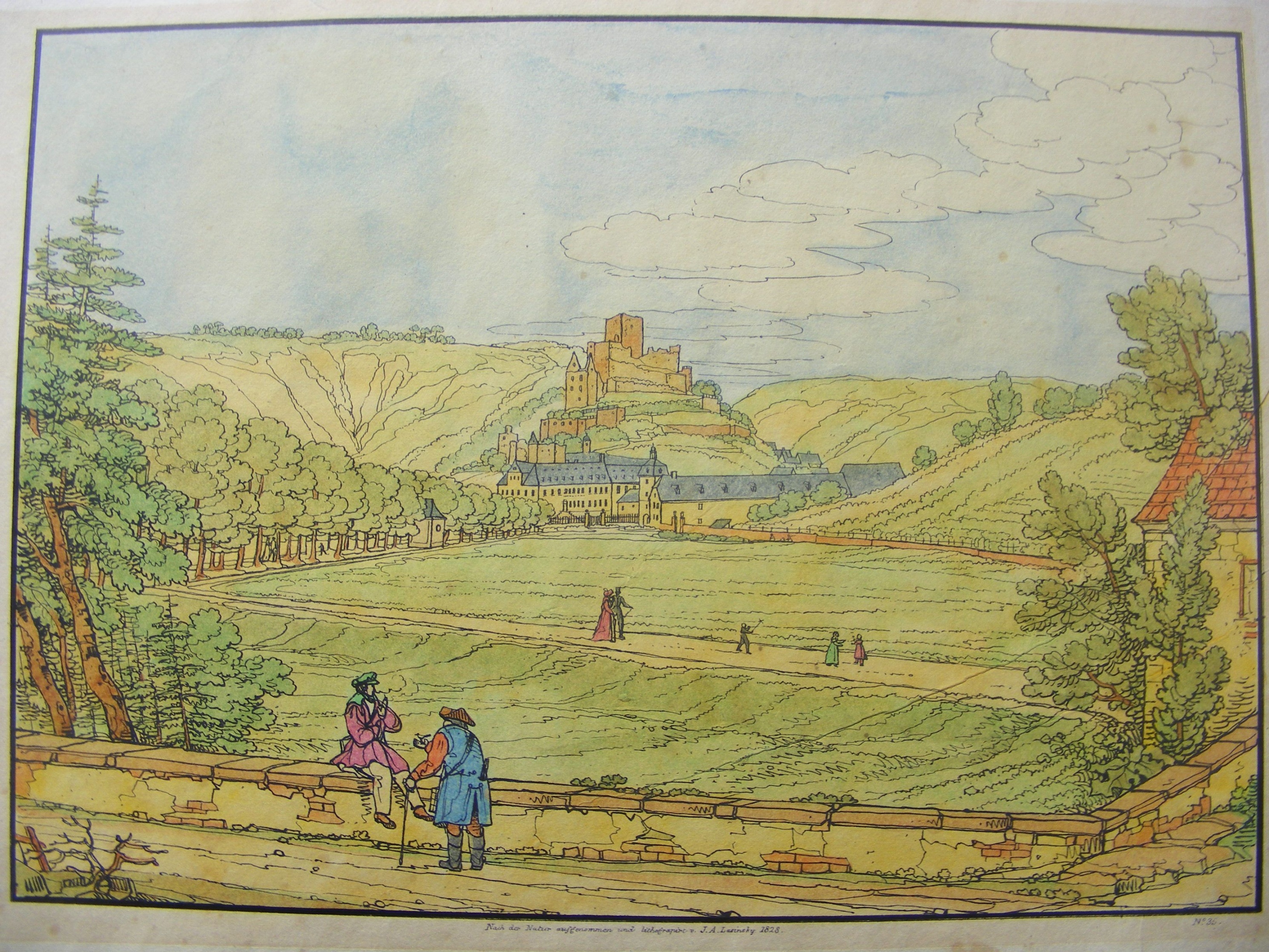 Ansicht von Park, Schloss und Burg Sayn, 1828 (Rheinisches Eisenkunstguss-Museum CC BY-NC-SA)
