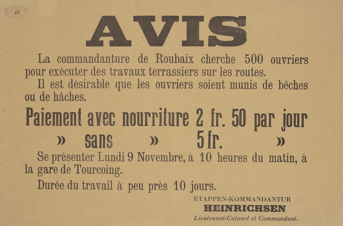 Plakat in Roubaix, Frankreich, 1914-1918 (Historisches Museum der Pfalz, Speyer CC BY)