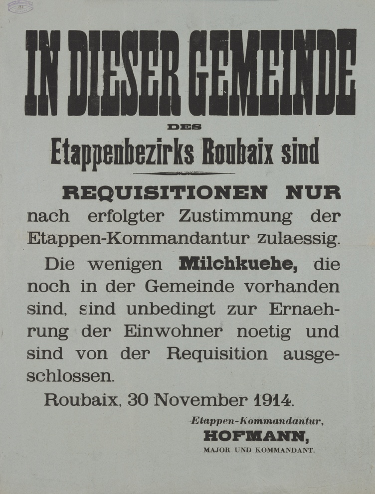 Plakat in Roubaix, Frankreich, 1914 (Historisches Museum der Pfalz, Speyer CC BY)
