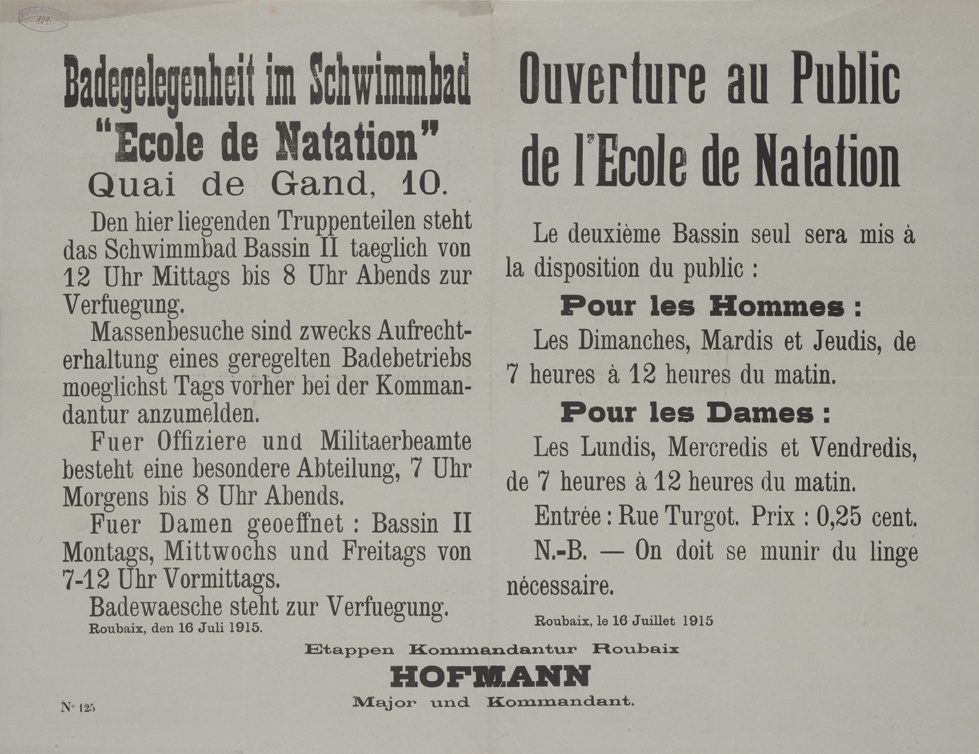 Plakat in Roubaix, Frankreich, 1915 (Historisches Museum der Pfalz, Speyer CC BY)