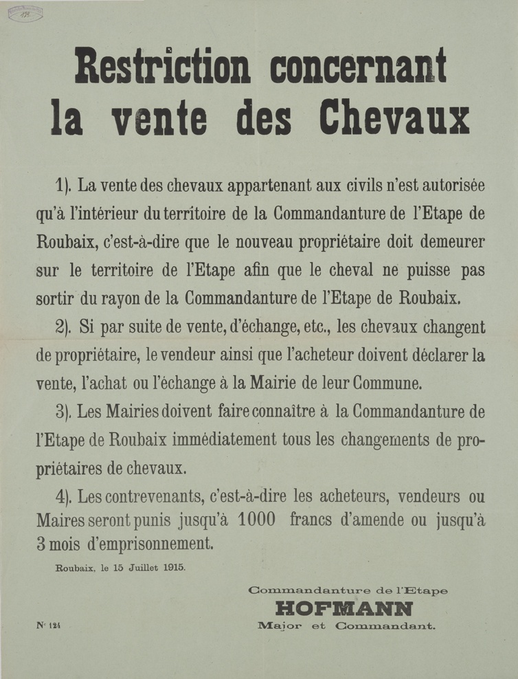 Plakat in Roubaix, Frankreich, 1915 (Historisches Museum der Pfalz, Speyer CC BY)