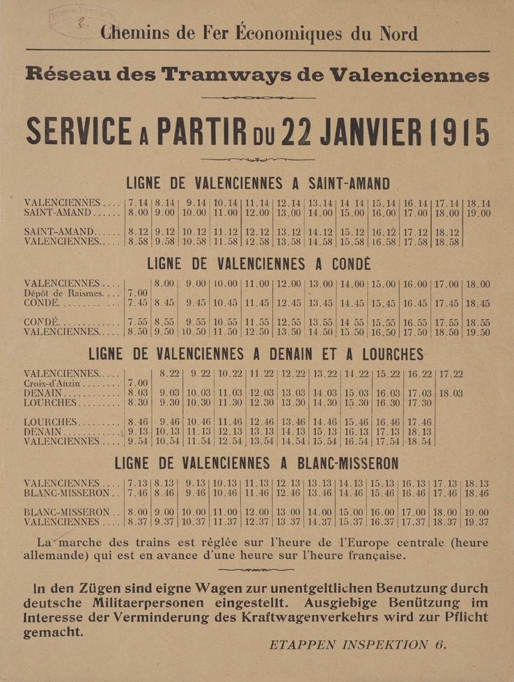 Plakat in Valenciennes, Frankreich, 1915 (Historisches Museum der Pfalz, Speyer CC BY)